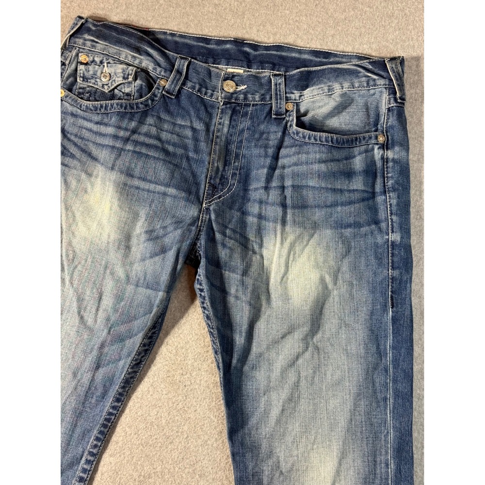 True Religion Ricky Relaxed Straight Leg Jeans Blue Medium Wash Mens 38x33